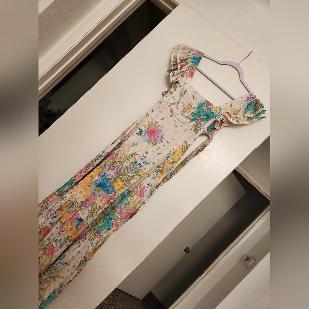 SPELL Lei Lei Frill Gown in Cream Floral - Picture 6 of 16
